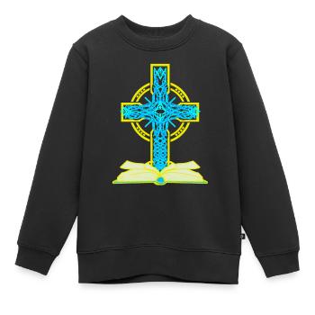 Kreuz Biebel Weltfrieden Frieden Jesus - Kinder Premium Organic Sweatshirt - Schwarz - Vorne - AI Model Kid Female (0cm)