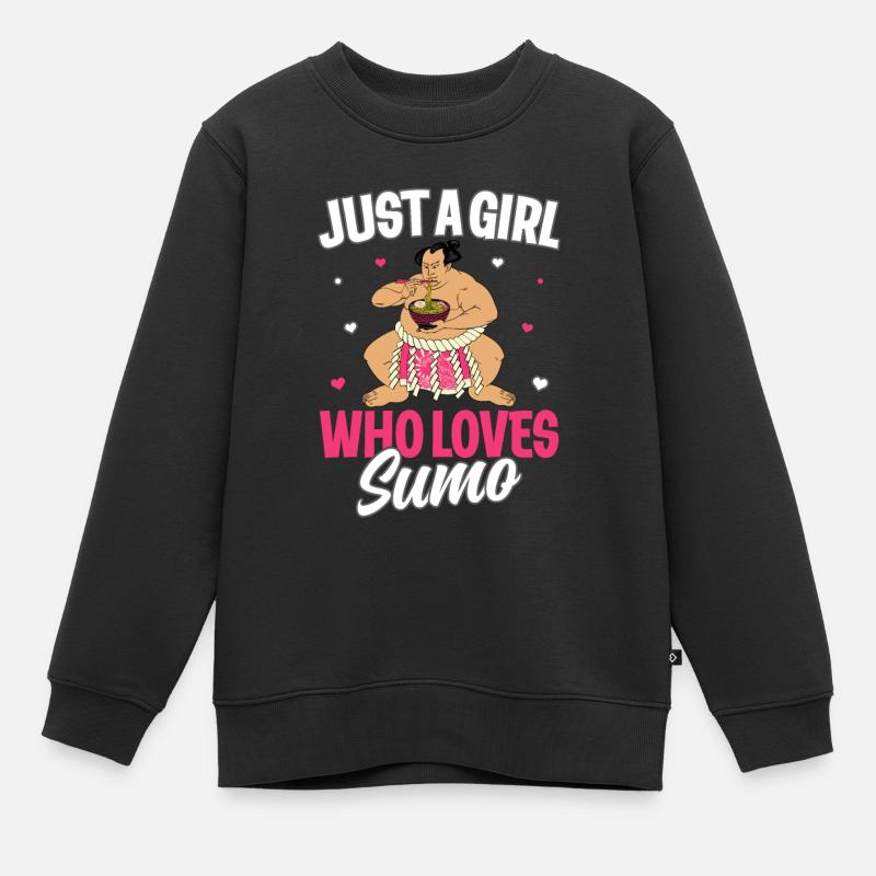 Nur ein Mädchen, das Sumo liebt - Kinder Premium Organic Sweatshirt - Schwarz