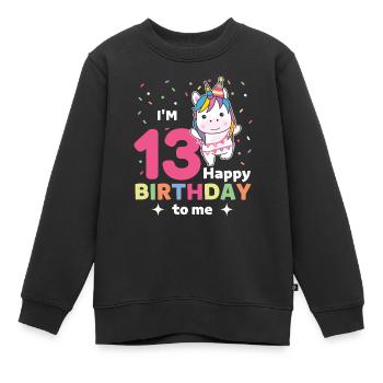 Einhorn zum 13. Geburtstag für Kinder dreizehn - Kinder Premium Organic Sweatshirt - Schwarz - Vorne - AI Model Kid Female (0cm)
