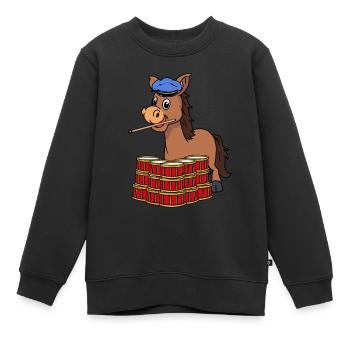 Trommler Esel Trommel Musikant Musik trommeln - Kinder Premium Organic Sweatshirt - Schwarz - Vorne - AI Model Kid Female (0cm)