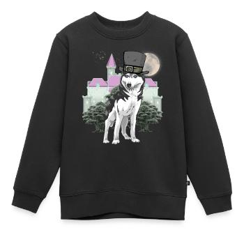 Loup Fantasy Loups Conte de fées Personnage Conte de fées Château - Sweat Premium enfant bio - noir - Devant - AI Model Kid Female (0cm)