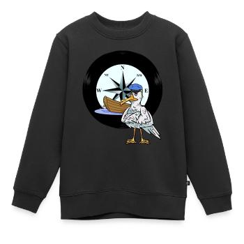 Maritim Möwe Kompass - Kinder Premium Organic Sweatshirt - Schwarz - Vorne - AI Model Kid Female (0cm)
