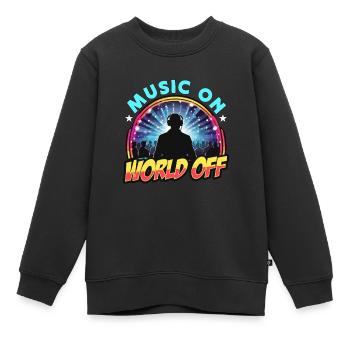 Disc Jockey Music On World Turntable Disc Jockeys - Kinder Premium Organic Sweatshirt - Schwarz - Vorne - AI Model Kid Female (0cm)