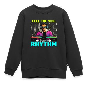 Disc Jockey Feel The Vibe Platine Vinyle Disc Jockeys - Sweat Premium enfant bio - noir - Devant - AI Model Kid Female (0cm)