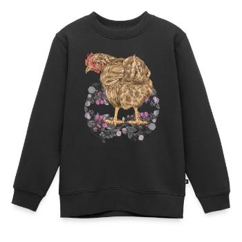 Printemps, Pâques, Poulet, Volaille, Nature, Volaille - Sweat Premium enfant bio - noir - Devant - AI Model Kid Female (0cm)
