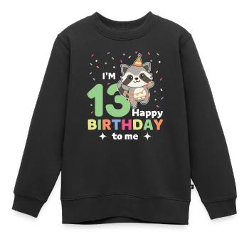 Waschbär zum 13. Geburtstag für Kinder dreizehn - Kinder Premium Organic Sweatshirt - Schwarz - Vorne - AI Model Kid Female (0cm)