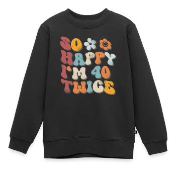 80e anniversaire dicton drôle - Sweat Premium enfant bio - noir - Devant - AI Model Kid Female (0cm)