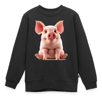 Schwein gehabt bedeutet Glück gehabt - Kinder Premium Organic Sweatshirt - Schwarz - Vorne - AI Model Kid Female (0cm)