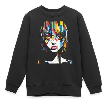 Anime Zeichnung Bunte Kunst Grafik Mädchen Anime - Kinder Premium Organic Sweatshirt - Schwarz - Vorne - AI Model Kid Female (0cm)