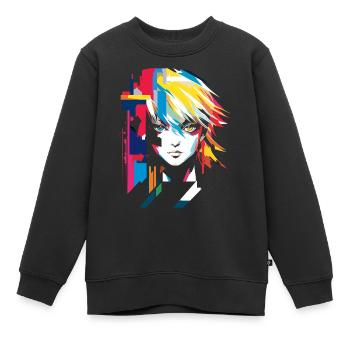 Anime Geometrische Formen Kunst Grafik Frauen Port - Kinder Premium Organic Sweatshirt - Schwarz - Vorne - AI Model Kid Female (0cm)