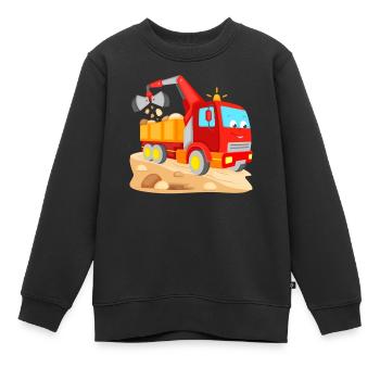 Lastwagen Bagger LKW mit Baggerschaufel - Kinder Premium Organic Sweatshirt - Schwarz - Vorne - AI Model Kid Female (0cm)