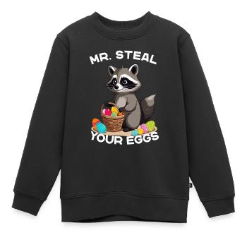 Lustiges Waschbären Eier Dieb Ostern Spruch - Kinder Premium Organic Sweatshirt - Schwarz - Vorne - AI Model Kid Female (0cm)