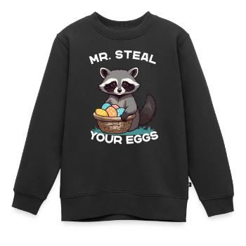 Lustiges Waschbären Eier Dieb Ostern Spruch - Kinder Premium Organic Sweatshirt - Schwarz - Vorne - AI Model Kid Female (0cm)