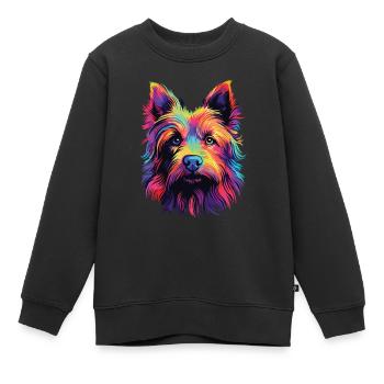 Aquarelle coloré Australian Terrier - Sweat Premium enfant bio - noir - Devant - AI Model Kid Female (0cm)