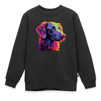Watercolor Colorful Curly Coated Retriever - Kids Premium Organic Sweatshirt - black - Front - AI Model Kid Female (0cm)