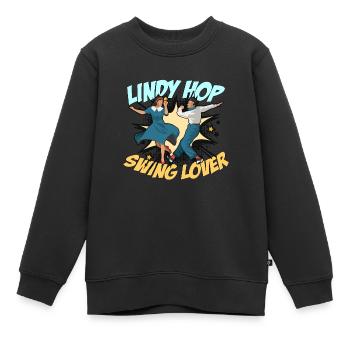 Swing Dance Lindy Hop Swing Music Swing Dancer - Kids Premium Organic Sweatshirt - black - Front - AI Model Kid Female (0cm)