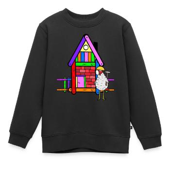 Handwerker Huhn Hühnerstall renovieren Bauherr - Kinder Premium Organic Sweatshirt - Schwarz - Vorne - AI Model Kid Female (0cm)
