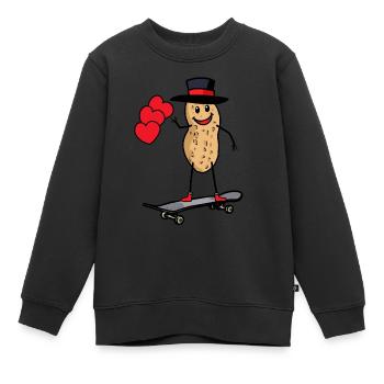Cacahuète anniversaire voeux cadeau d’anniversaire patineur - Sweat Premium enfant bio - noir - Devant - AI Model Kid Female (0cm)