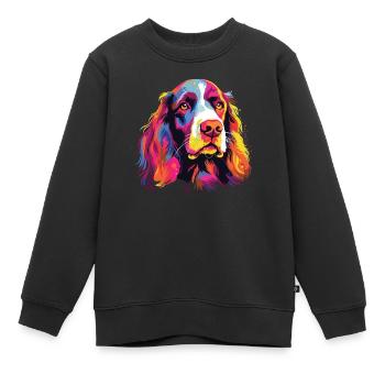 Aquarelle colorée Welsh Springer Spaniel - Sweat Premium enfant bio - noir - Devant - AI Model Kid Female (0cm)