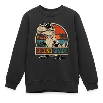2nd Class Dinosaur T-Rex Sunglasses Dino - Kids Premium Organic Sweatshirt - black - Front - AI Model Kid Female (0cm)