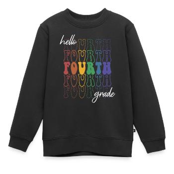 Hallo 4. Klasse Retro Groovy Grundschule Geschenk - Kinder Premium Organic Sweatshirt - Schwarz - Vorne - AI Model Kid Female (0cm)
