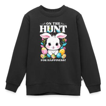 Pâques - à la recherche du bonheur - Sweat Premium enfant bio - noir - Devant - AI Model Kid Female (0cm)