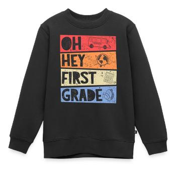 Oh Hey 1. Klasse Retro Einschulung Mädchen Junge - Kinder Premium Organic Sweatshirt - Schwarz - Vorne - AI Model Kid Female (0cm)