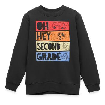 Oh Hey 2nd Grade Retro Elementary School Girl Boy - Kids Premium Organic Sweatshirt - black - Front - AI Model Kid Female (0cm)