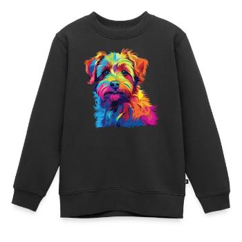 Aquarelle coloré Norfolk Terrier - Sweat Premium enfant bio - noir - Devant - AI Model Kid Female (0cm)