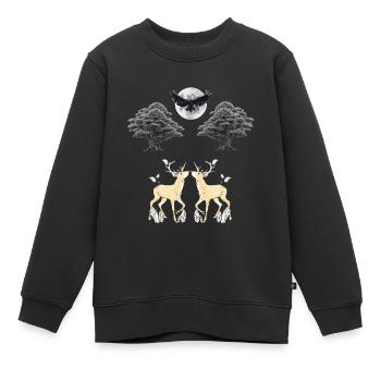 Nacht Himmel Natur Adler Wildnis Wildtiere Rehbock - Kinder Premium Organic Sweatshirt - Schwarz - Vorne - AI Model Kid Female (0cm)