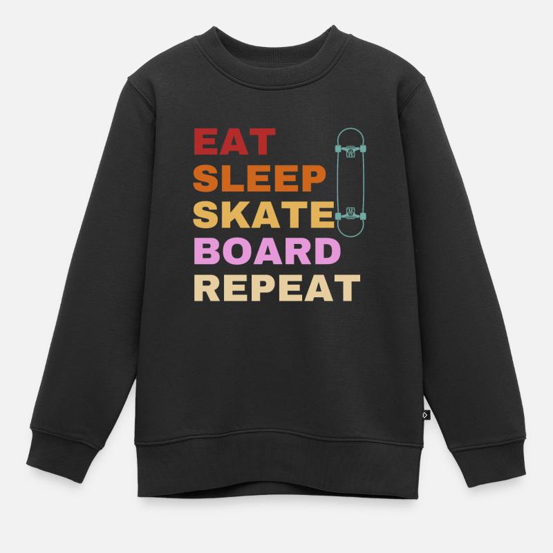 Eat Sleep Skateboard Repeat - Kids Premium Organic Sweatshirt - black