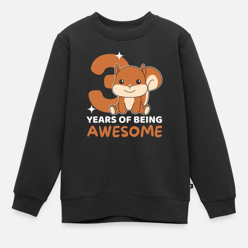 Eichhörnchen zum 3. Geburtstag Kinder drei Jahre - Kinder Premium Organic Sweatshirt - Schwarz