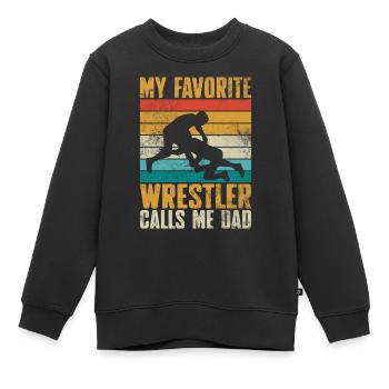 Mein Lieblings-Wrestler nennt mich Papa - Kinder Premium Organic Sweatshirt - Schwarz - Vorne - AI Model Kid Female (0cm)