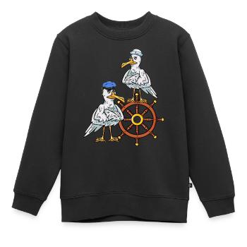 Volant Seafarer Cruise Seagulls Captain Voyage - Sweat Premium enfant bio - noir - Devant - AI Model Kid Female (0cm)