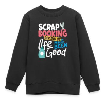 Album de souvenirs, album de scrapbooking, album de souvenirs - Sweat Premium enfant bio - noir - Devant - AI Model Kid Female (0cm)