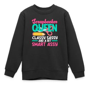 Album de souvenirs, album de scrapbooking, album de souvenirs - Sweat Premium enfant bio - noir - Devant - AI Model Kid Female (0cm)