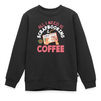 Album de souvenirs, album de scrapbooking, album de souvenirs - Sweat Premium enfant bio - noir - Devant - AI Model Kid Female (0cm)