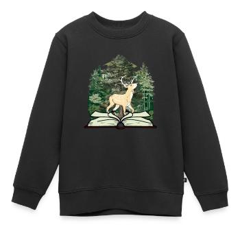 Cerf conte de fées conte de fées personnage forêt livre chevreuil - Sweat Premium enfant bio - noir - Devant - AI Model Kid Female (0cm)