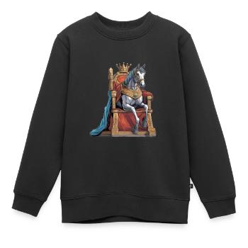 Roi Cheval Conte de fées Personnage Chevaux Conte de fées - Sweat Premium enfant bio - noir - Devant - AI Model Kid Female (0cm)