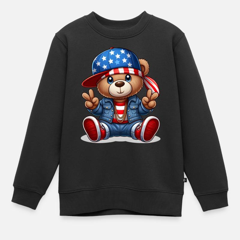 Cooler Teddybär - Kinder Premium Organic Sweatshirt - Schwarz