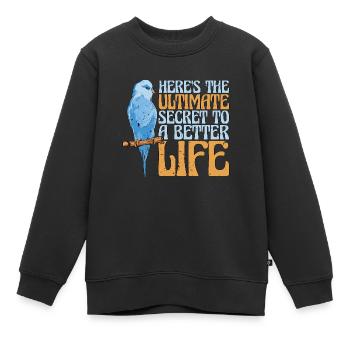 Perruche : Voici l’ultime perruche perruche - Sweat Premium enfant bio - noir - Devant - AI Model Kid Female (0cm)
