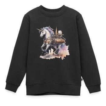 Licorne Technologie Machine Licornes Cheval - Sweat Premium enfant bio - noir - Devant - AI Model Kid Female (0cm)
