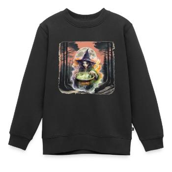 Sorcière de la forêt Halloween Habitants de la forêt horreur sombre - Sweat Premium enfant bio - noir - Devant - AI Model Kid Female (0cm)