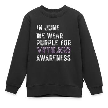 Vitiligo-Bewusstsein Im Juni tragen wir Lila - Kinder Premium Organic Sweatshirt - Schwarz - Vorne - AI Model Kid Female (0cm)