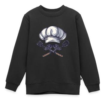 Mit Schnurrbart und Kreuz: Ein Meisterkoch - Kinder Premium Organic Sweatshirt - Schwarz - Vorne - AI Model Kid Female (0cm)