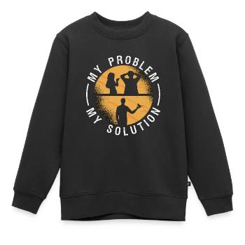 Amoureux des perruches Mon problème Ma solution Pictogramme Papa - Sweat Premium enfant bio - noir - Devant - AI Model Kid Female (0cm)