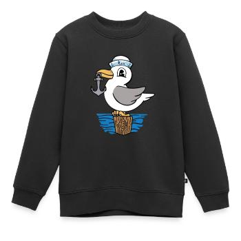 Mouette ancre marin marin marin enfants - Sweat Premium enfant bio - noir - Devant - AI Model Kid Female (0cm)