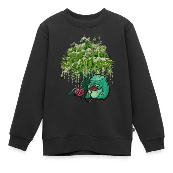 Grenouille tricot à l’aiguille tricot tricot travaux d’aiguille - Sweat Premium enfant bio - noir - Devant - AI Model Kid Female (0cm)