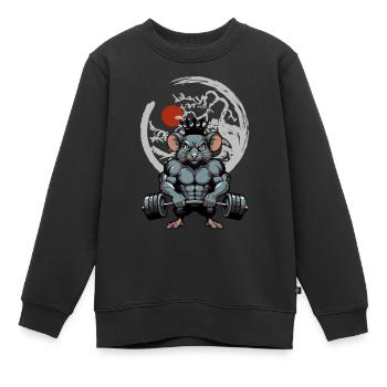 Nager Maus Ratte Muskeln Training - Kinder Premium Organic Sweatshirt - Schwarz - Vorne - AI Model Kid Female (0cm)