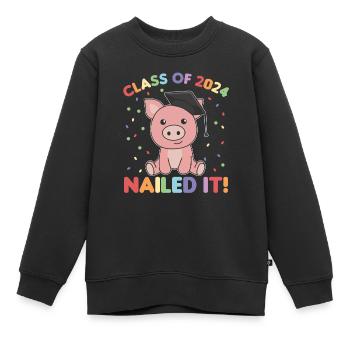 Kids Class of 2024 nailed it Schwein - Kinder Premium Organic Sweatshirt - Schwarz - Vorne - AI Model Kid Female (0cm)
